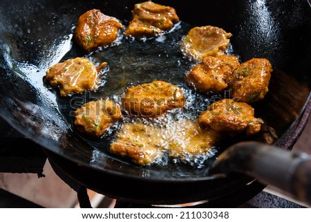 Fried fish patty is fried in boiling oil,Thai food.