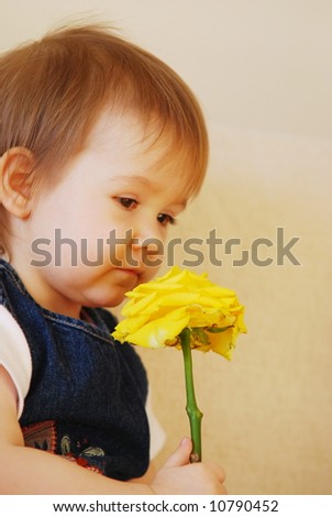 small girl with rose
