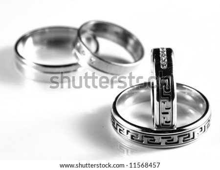 black white wedding rings