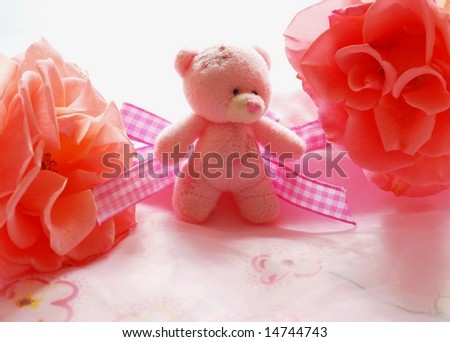 pink teddy-bear and roses