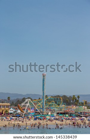 SANTA CRUZ, CA/USA - JUNE 30: The historic Santa Cruz Beach Boardwalk. It is the oldest outdoor amusement park in California. June 30, 2013