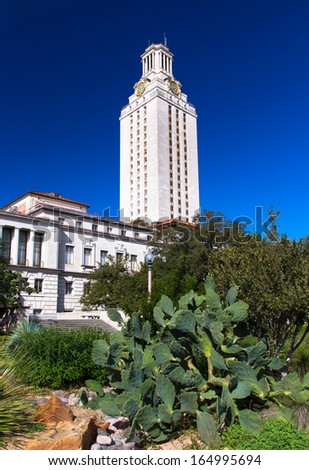 AUSTIN,TX/USA - NOVEMBER 14: Historic Main Building and Clock Tower on campus of the University of Texas, a state research university of the The University of Texas System. November 14, 2013.