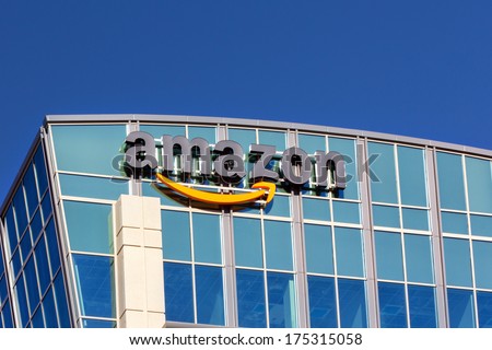 SANTA CLARA CA USA FEBRUARY 1 2014 Amazon building in Santa Clara California Amazon is an American international electronic commerce company It is the world's largest online retailer SANTA CLARA CA USA FEBRUARY 1 2014 Amazon building in Santa Clara California Amazon is an American international electronic commerce company It is the world's largest online retailer