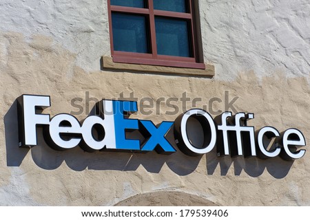 MORGAN HILL, CA/USA - FEBRUARY 22, 2014:  FedEx Office Building. FedEx Office is a chain of stores  providing a retail outlet for FedEx Express and FedEx Ground shipping, .