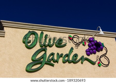 SALINAS, CA/USA - APRIL 23, 2014:  Olive Garden Restaurant Exterior. Olive Garden is an American casual dining restaurant chain specializing in Italian-American cuisine.