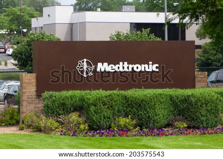 FRIDLEY, MN/USA - JUNE 23, 2014: Medtronic corporate headquarters campus. Medtronicis the world\'s fourth largest medical device company and is a Fortune 500 company.