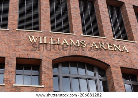 MINNEAPOLIS, MN/USA - JUNE 20, 2014:  Williams Arena on the campus of the University of Minnesota.  Williams Arena is home of the University of Minnesota Golden Gophers basketball team.