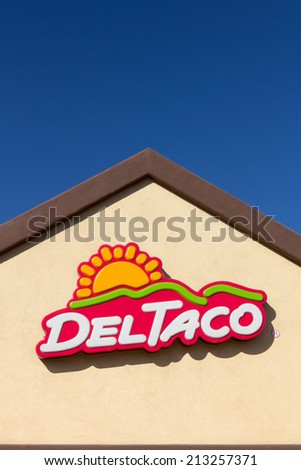 SANTA CLARITA, CA/USA - AUGUST 20, 2014: Del Taco restaurant exterior. Del Taco is an American fast-food restaurant chain which specializes in American-style Mexican cuisine.