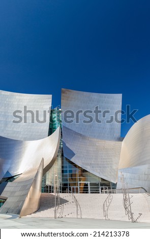 LOS ANGELES, CA/USA - AUGUST 30, 2014:  Walt Disney Concert Hall exterior. The Walt Disney Concert Hall is the fourth hall of the Los Angeles Music Center.