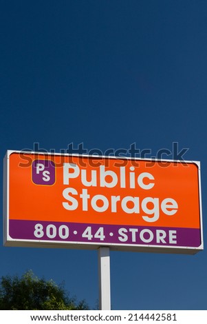 PASADENA, CA/USA - SEPTEMBER 1, 2014: Public Storage sign. Public Storage is a self-storage company operating 2,200 company-owned locations in the United States.