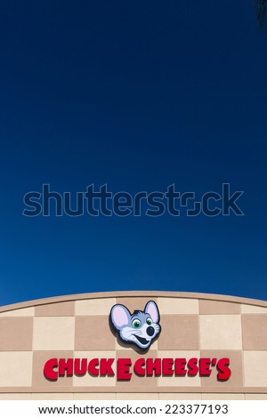 LOS ANGELES, CA/USA - OCTOBER 13-2014:  Chuck E. Cheese\'s restaurant exterior. Chuck E. Cheese\'s is a chain of American family restaurant and entertainment centers.