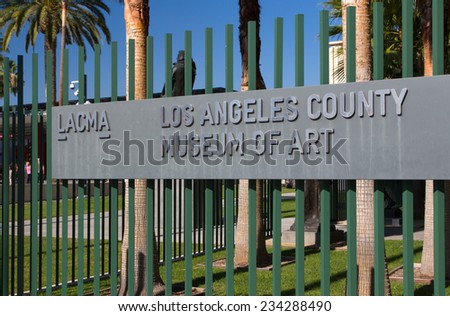 LOS ANGELES, CA/USA - NOVEMBER 29, 2014:  Entrance to the Los Angeles County Museum of Art. The Los Angeles County Museum of Art  is an art museum in Los Angeles.