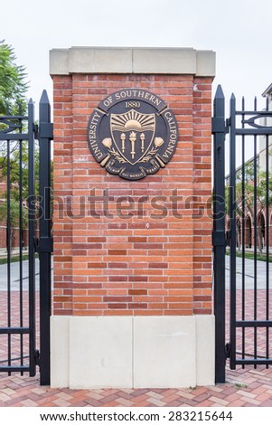 LOS ANGELES, CA/USA - FEBRUARY 7, 2015: Entrance to the University of Southern California. The University of Southern California is a private research university in Los Angeles.