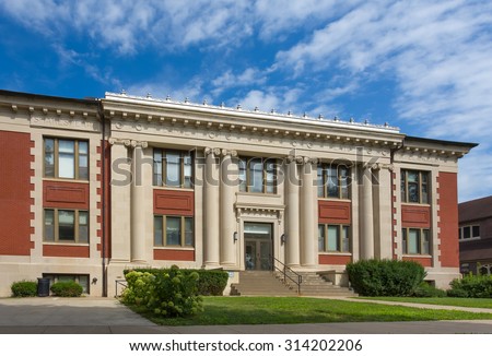 GRINNELL, IA/USA - AUGUST 8, 2015: Carnegie Hall on the campus of Grinnell College.