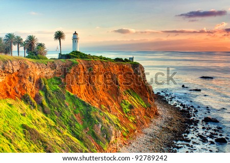 Historic Point Vicente Lighthouse at Sunset