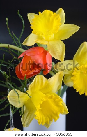 a still life from flowers on the easter day
