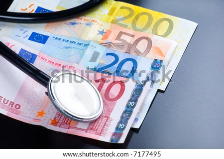 the Medicine and costs, stethoscope and money