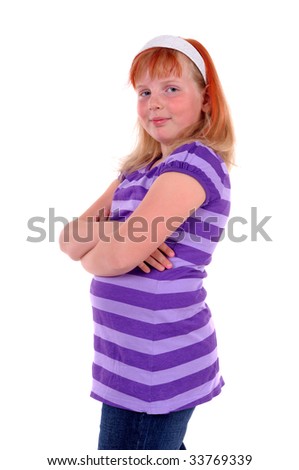 spare time, a girl at play on a white background