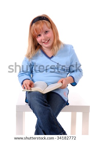 spare time, a girl at play on a white background