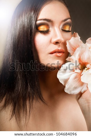 beautiful girl with flower. portrait