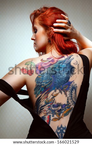 Beautiful Sexy Glamorous Girl With Tattoos. Tattoos.