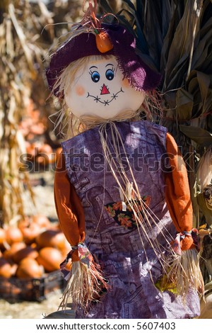 Happy scarecrow at a Harvest festival in country/rural America.