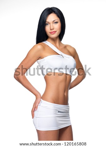 Beautiful woman with sporty slim body studio shot Beautiful woman with sporty slim body studio shot