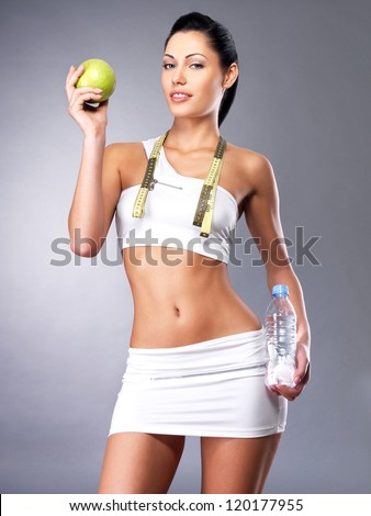Healthy lifestyle of woman with slim body after diet. Sporty female with perfect figure