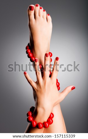 Closeup Photo Of A Beautiful Female Feet At Spa Salon On Pedicure Procedure