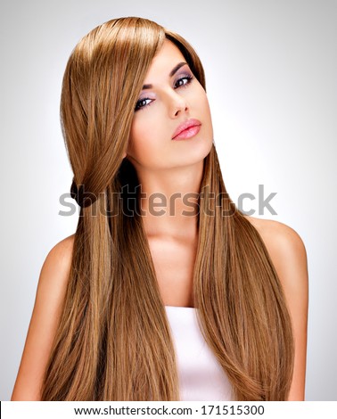 Portrait Of A Beautiful Indian Woman With Long Straight Brown Hair. - Stock  Image - Everypixel