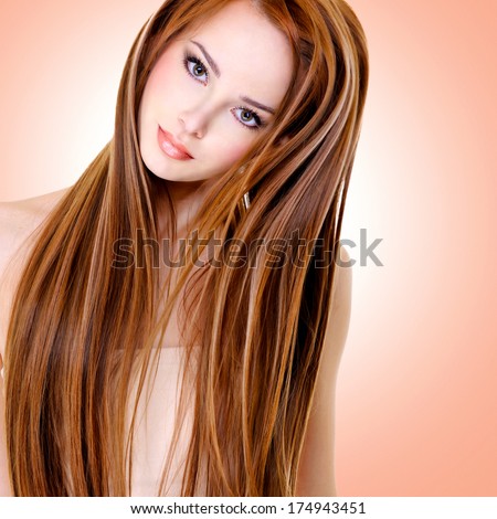 portrait of the beautiful young woman with long straight hairs portrait of the beautiful young woman with long straight hairs