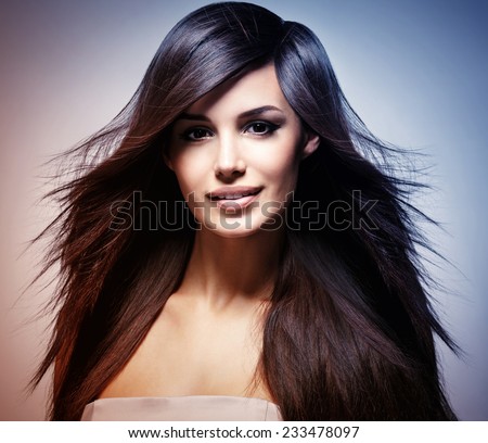 Fashion model with long straight hair. Fashion model posing at studio. Concept image is in tinting colorize style