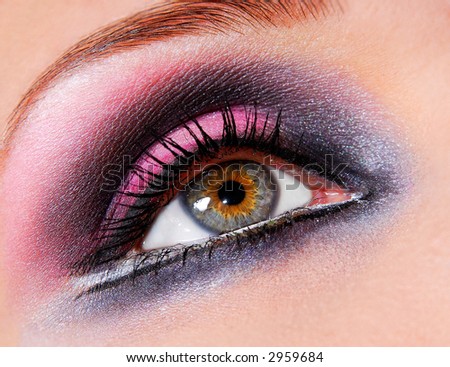 Beautiful  Makeup on Bright  Fashion Eye  Beautiful Make Up And Bright Colors Stock Photo