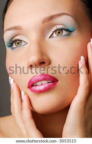 blue eyes with makeup. Blue make-up for eyes.