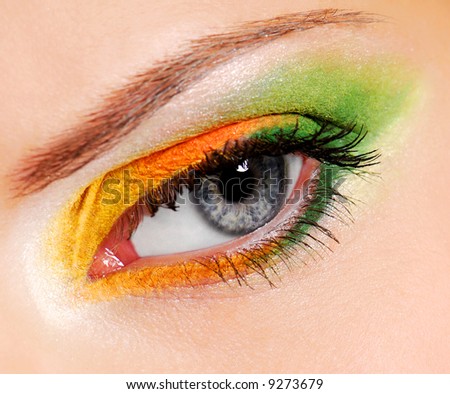 Fashion Image of woman eye with ceremonial bright make-up