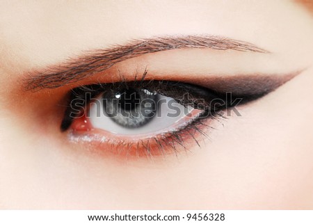 Make-up style of arrow. Woman eye with fashion desing.