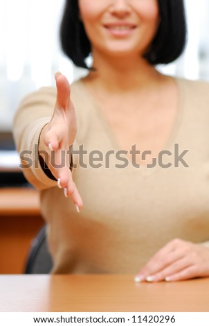 female hand. Gesturing - business agreement