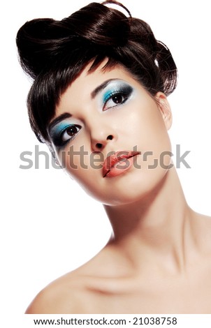 stock photo : Stylish image of creativity make-up, hairstyle design on young 