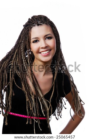 stock photo Happy young pretty girl with beauty dreadlocks