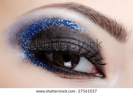 Female eye with style and fashion shine make-up