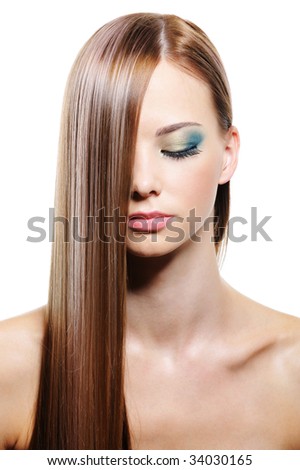 Long straight smooth gloss female hair isolated Long straight smooth gloss female hair isolated