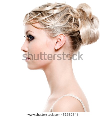 Lifestyle - Pagina 4 Stock-photo-profile-of-young-woman-with-beauty-fashion-hairstyle-on-white-background-51382546