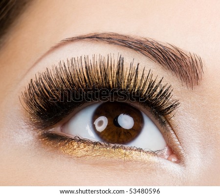 stock photo Modern fashion makeup of a female eye macro shot