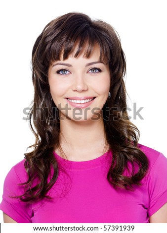 stock photo Closeup portrait of beautiful glamour girl with happy smile 