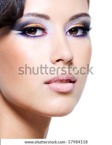 stock photo Beautiful face of a glamour woman with fashion makeup