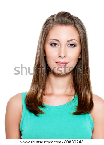 Beautiful Long Straight Hair on Beautiful Smiling Young Woman With Long Straight Hair Stock Photo