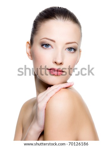 Lifestyle - Pagina 5 Stock-photo-beautiful-young-woman-with-clean-skin-of-the-face-pretty-female-posing-on-white-background-70126186