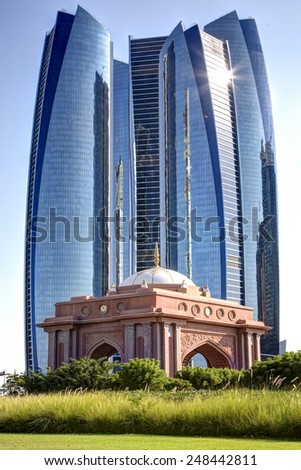 Traditional and modern architecture in Abu Dhabi.