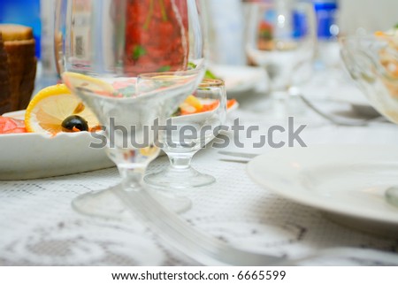 Table covered with meal at restaurant