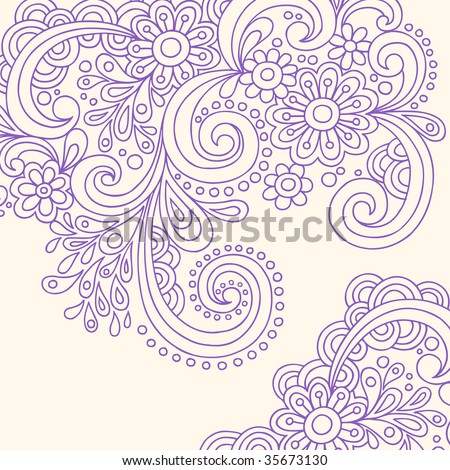 stock vector : Hand-Drawn Doodle Abstract Henna Paisley Vector